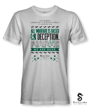 Load image into Gallery viewer, &quot;All Warfare Is Based On Deception....&quot; ~ Sun Tzu: The Art of War T-Shirt Unisex-WHITE