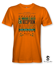 Load image into Gallery viewer, &quot;All Warfare Is Based On Deception....&quot; ~ Sun Tzu: The Art of War T-Shirt Unisex-ORANGE
